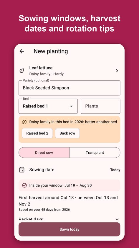 Sembra: Vegetable Garden Log